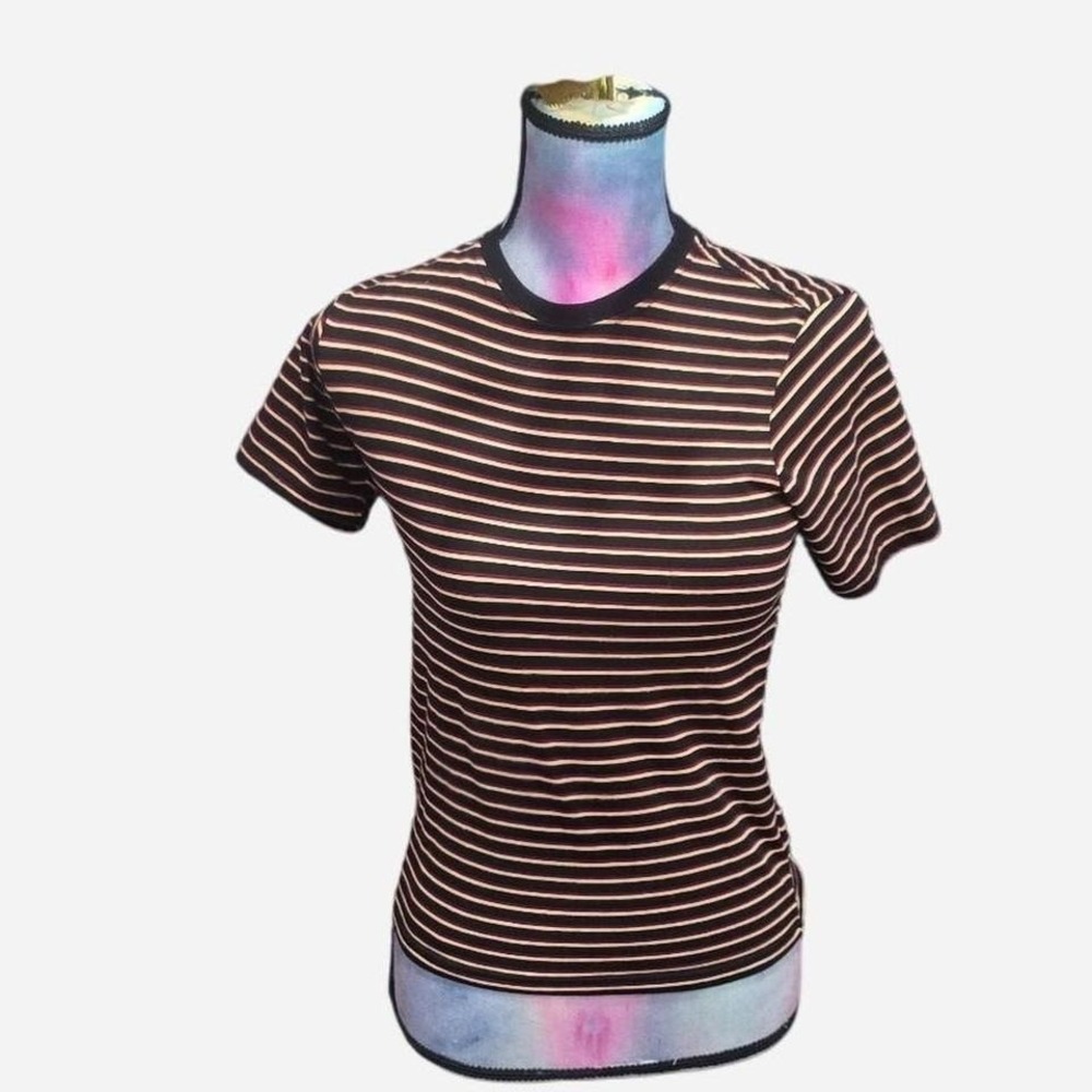 YOUTH BLACK STRIPED RETRO INSPIRED TEE‎ SIZE 10